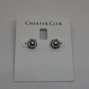 Charter Club Grey Tone Imitation Navy Pearl Stud